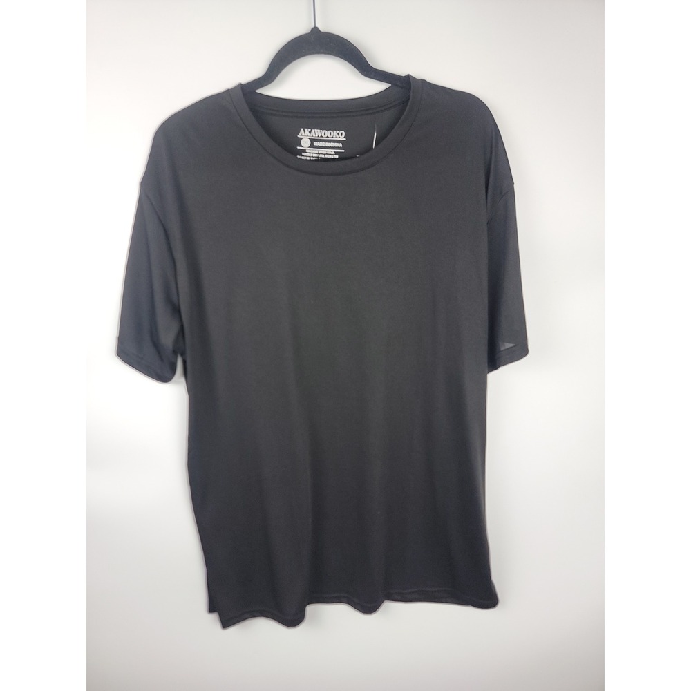 AKAWOOKO Mens Black Short Sleeve T Shirt Crew Neck Size 2XL NWT